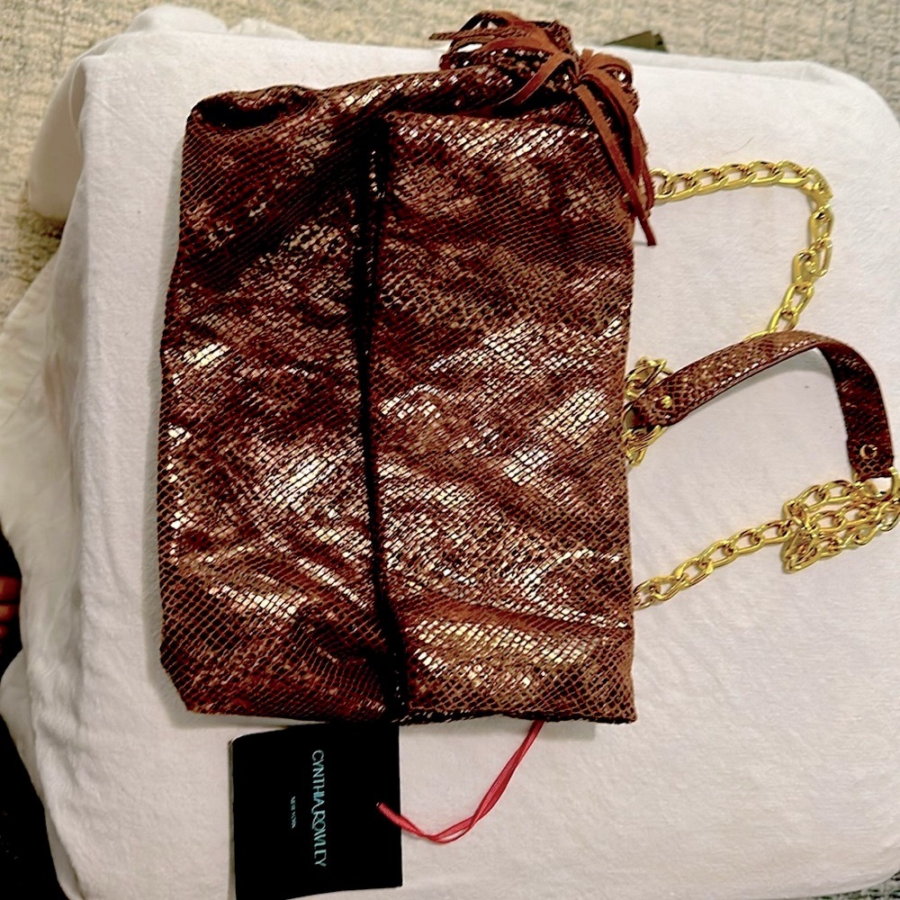 Metallic leather snakeskin crossbody